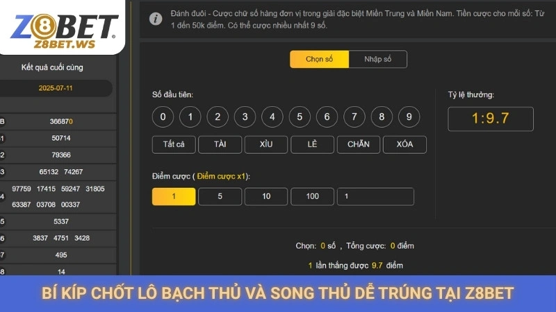 Soi cầu lô Z8bet | Bí kíp bắt bạch thủ & song thủ lô hay 2 Bí kíp chốt lô bạch thủ và song thủ dễ trúng tại Z8bet